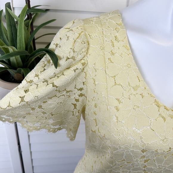 New Rachel Parcell Yellow Clover Lace Blouse Top Short Flutter Sleeve Size‎ L - Picture 5 of 11